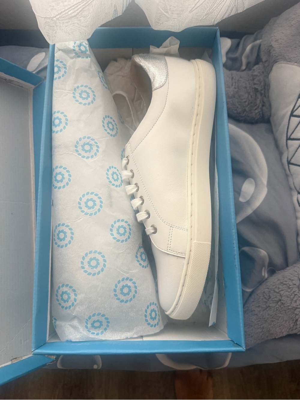 Jack Rogers White Leather Sneakers with Silver Heel